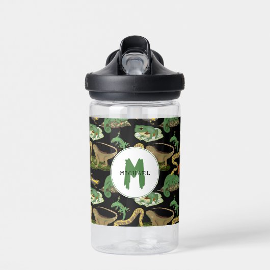 Reptil, Lizens und Amphibien Kids Monogram School Trinkflasche (Vorne)