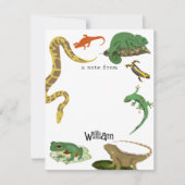 Reptil, Lizens und Amphibien Name der Kinder Mitteilungskarte (Vorderseite)