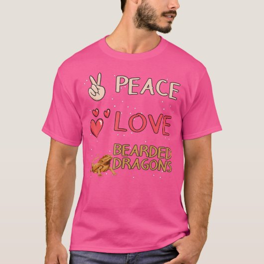 Reptil Peace Liebe Bartete Drachen T-Shirt (Vorderseite)