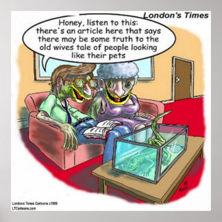 Reptil People Funny Cartoon Poster