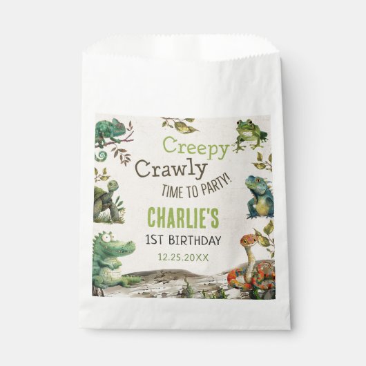 Reptil Show Geburtstagsparty Geschenktütchen (Vorderseite)
