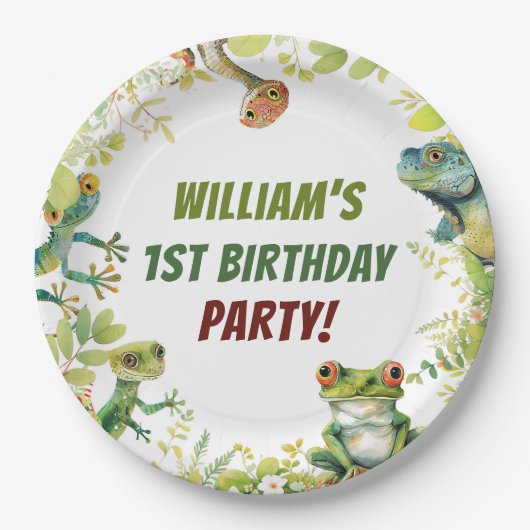 Reptil Show Geburtstagsparty Pappteller (Vorderseite)