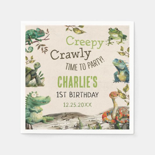 Reptil Show Geburtstagsparty Serviette (Vorderseite)