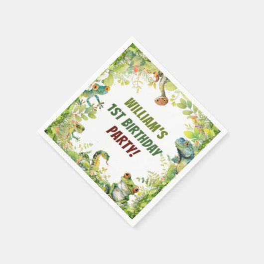 Reptil Show Geburtstagsparty Serviette (Ecke)
