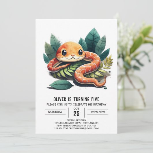 Reptile Adventure Birthday Einladung (Stehend Vorderseite)