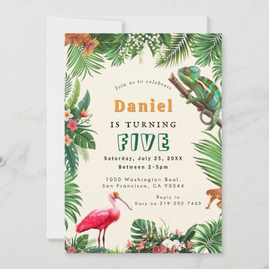 Reptile Birthday Einladung (Vorderseite)