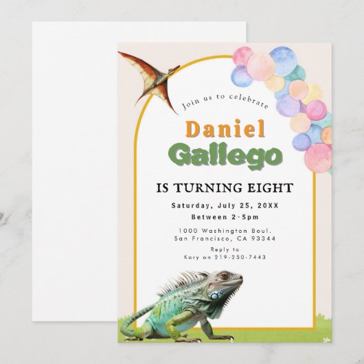 Reptile Birthday Einladung (Vorne/Hinten)