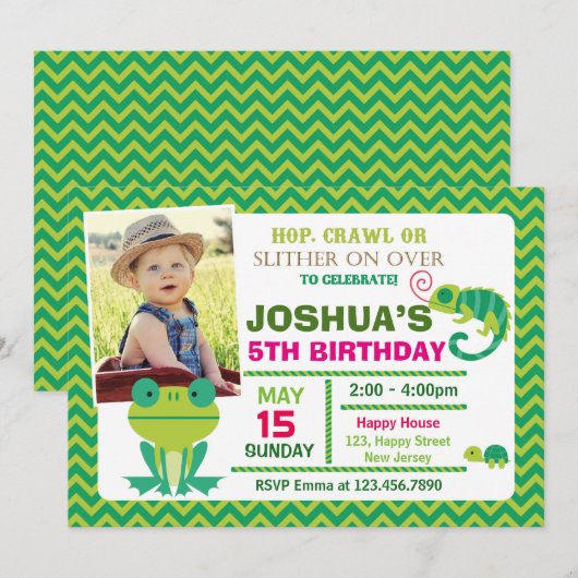 Reptile Birthday Einladung (Vorne/Hinten)