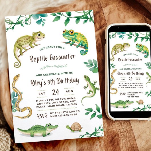Reptile Birthday Schlange Party laden Digital Einl Einladung