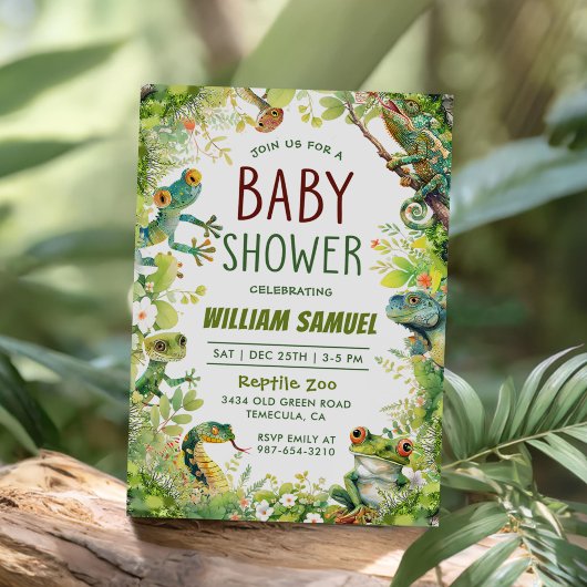 Reptile Boy Baby Boy Dusche Einladung