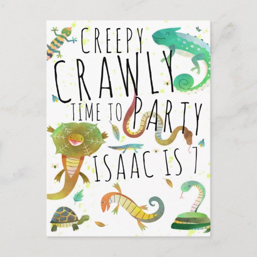 Reptile Geburtstagseinladung Postkarte (Vorderseite)