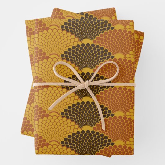 Reptile Haut japanisches nahtloses Muster (Gold) Geschenkpapier Set (Beispiel)