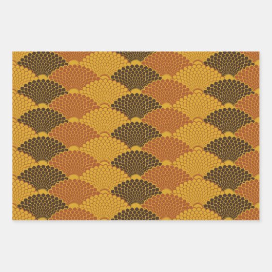 Reptile Haut japanisches nahtloses Muster (Gold) Geschenkpapier Set (Vorderseite)