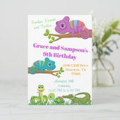 Reptile Jungle Snake Turtle Birthday Invitation Einladung (Stehend Vorderseite)