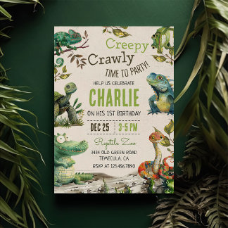Reptile Kids 1. Geburtstag Einladung