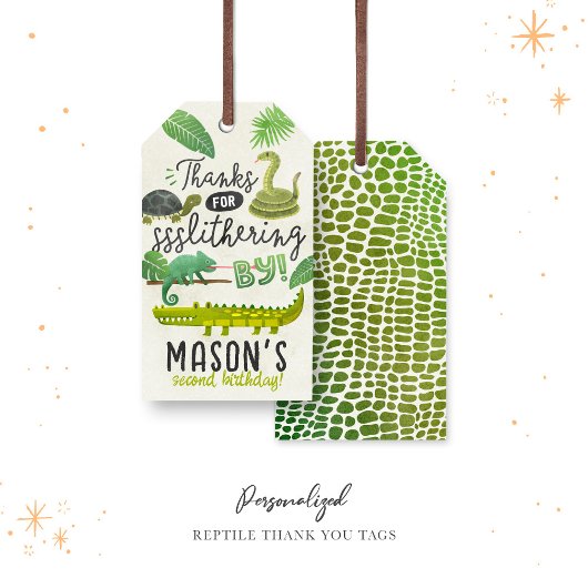 Reptile Personalisierten Geburtstag Danke Tags Geschenkanhänger