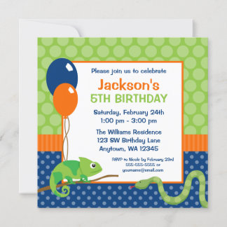 Reptile Polka Dot Kindergeburtstag Einladung