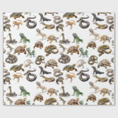 Reptile Snake Lizard Schildkröte Tiermuster Geschenkpapier (Flach)