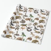 Reptile Snake Lizard Schildkröte Tiermuster Geschenkpapier (Ungerollt)