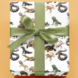 Reptile Snake Lizard Schildkröte Tiermuster Geschenkpapier