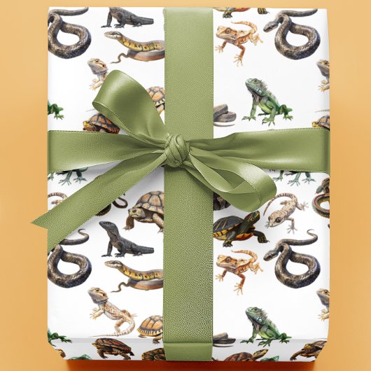 Reptile Snake Lizard Schildkröte Tiermuster Geschenkpapier