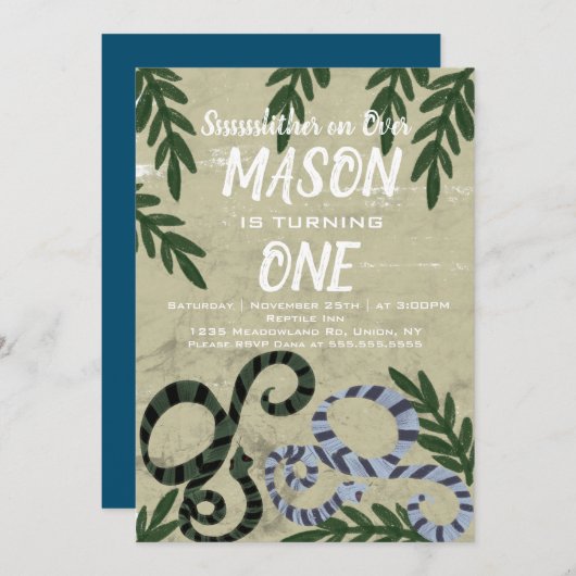 Reptile Snake Zoo Tropische Geburtstagsparty Einladung (Vorne/Hinten)
