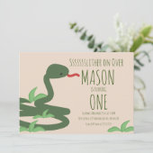 Reptile Snake Zoo Wild Geburtstagsparty Einladung (Stehend Vorderseite)