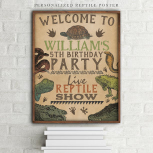 Reptile Thema Geburtstagsparty Begrüßung Poster