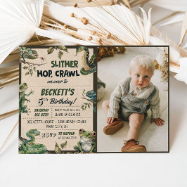Reptile Themed Kid's Geburtstagsparty Foto Einladung