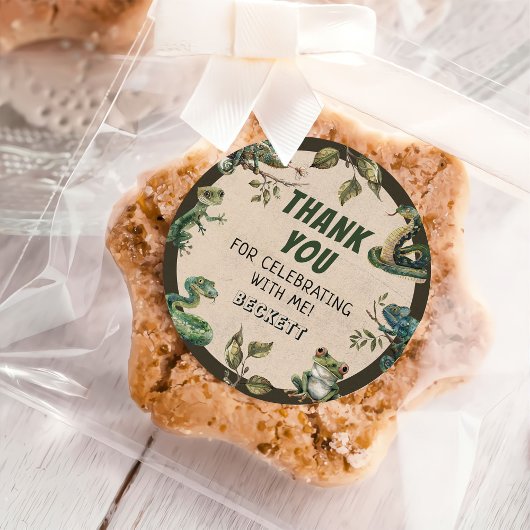 Reptile Themed Kid's Geburtstagsparty Runder Aufkleber