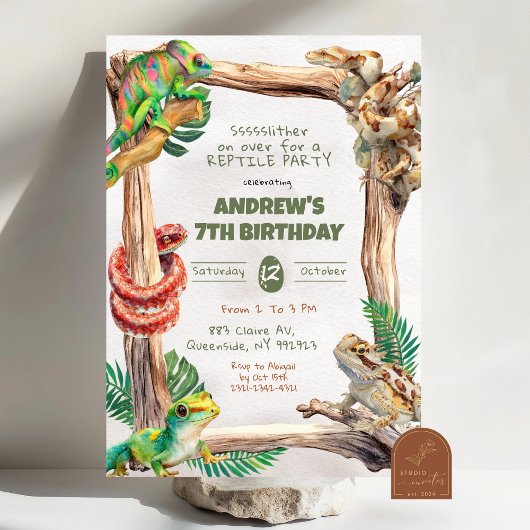 Reptiles Boy Birthday Einladung