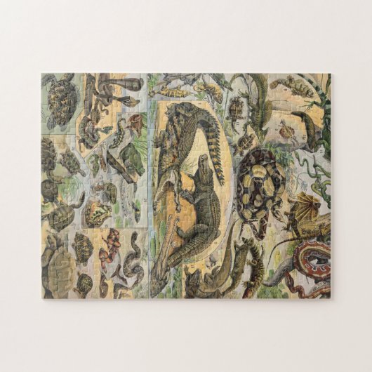 Reptiles Illustration By Adolphe Millot Puzzle (Horizontal)