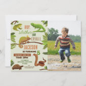 Reptiles Snake Birthday Party Foto Frogs Iguana Einladung (Vorderseite)