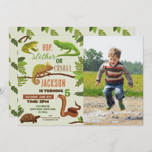 Reptiles Snake Birthday Party Foto Frogs Iguana Einladung