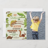 Reptiles Snake Birthday Party Lizard Frogs Iguana Einladung (Vorderseite)