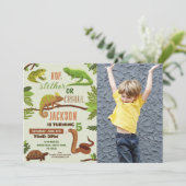 Reptiles Snake Birthday Party Lizard Frogs Iguana Einladung (Stehend Vorderseite)