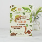 Reptiles Snake Birthday Party Lizard Frogs Iguana Einladung (Stehend Vorderseite)