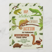Reptiles Snake Birthday Party Lizard Frogs Iguana Einladung (Vorne/Hinten)