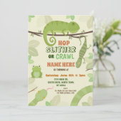 Reptiles Snake Birthday Party Lizard Snakes Iguana Einladung (Stehend Vorderseite)