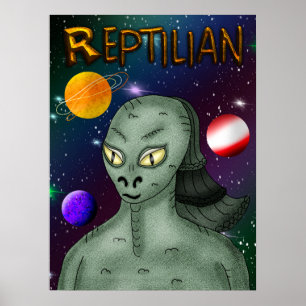 Reptilian Alien with Outer Space Poster
