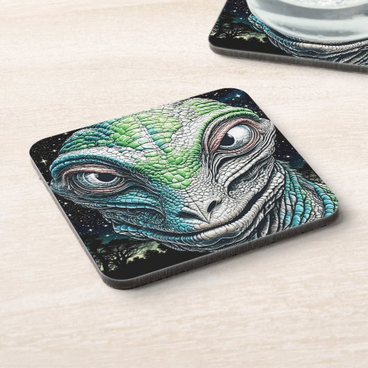 Reptilian Lizard Man Alien Extraterrestrial wird Getränkeuntersetzer (Linke Seite)