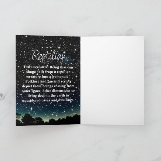 Reptilian Lizard Man Alien Extraterrestrial wird Karte (Innenseite)