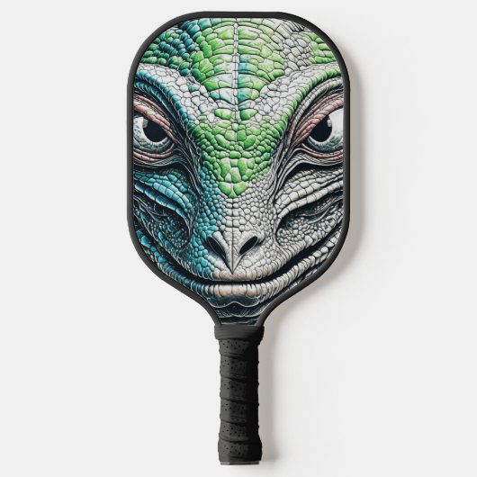 Reptilian Lizard Man Alien Extraterrestrial wird Pickleball Schläger (Vorderseite)