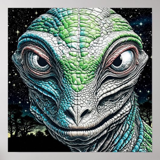 Reptilian Lizard Man Alien Extraterrestrial wird Poster (Vorne)