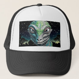 Reptilian Lizard Man Alien Extraterrestrial wird Truckerkappe