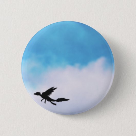 Reptilian-Vogel-Drache-und Wolken-Fantasie-Kunst Button (Vorderseite)