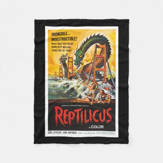 Reptilicus Monster-Filmdecke Fleecedecke (Vorderseite)