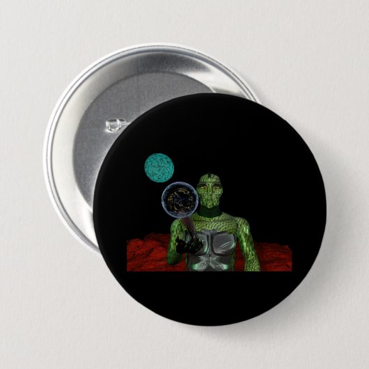 Reptilien-Außerirdischen Button (Vorne & Hinten)