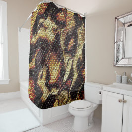 Reptilien der Haut mit gelblichen und dunklen Flec Duschvorhang