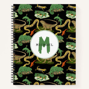 Reptilien, Eidechsen und Amphibien Monogramm der K Notizblock